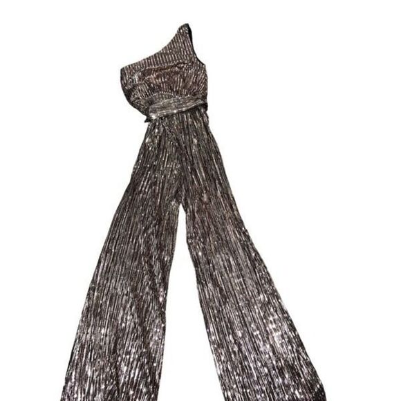 Lovers + Friends Jones Jumpsuit Metallic Bronze Rose Gold Cold Shoulder Glam XXS - Picture 4 of 7